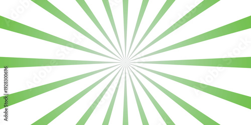Dynamic green and white radial burst background with radiating lines creating a sense of energy and movement, ideal for graphic design and advertising