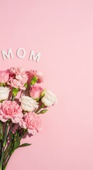 Happy mother's day wishes with beautiful pink flowers and greeting
