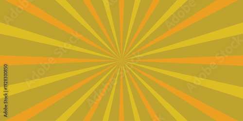 Warm golden yellow and orange sunburst background with radiating lines and a soft gradient, evoking retro vibes and energetic graphic design