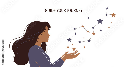 Astrology woman guiding stars