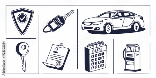 Illustrations of various symbols and objects related to law enforcement and legal matters Vector