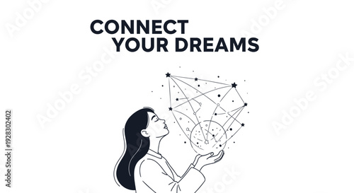 Woman connecting dreams network concept