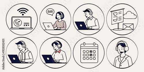 A collection of icons representing various activities and objects Vector