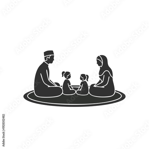 Family Bonding Moment with Children Illustration