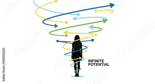 Motivation and success concept with person and arrows