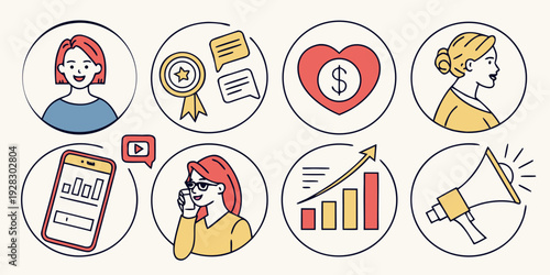 Assorted breakfast foods arranged in a circular pattern on a white background Vector