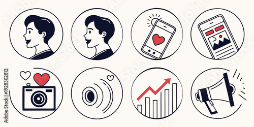 A collection of icons representing various activities and objects Vector