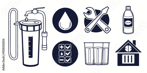 Assorted recycling symbols and containers for different types of waste Vector