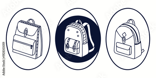 Three icons representing different types of bags and their uses Vector