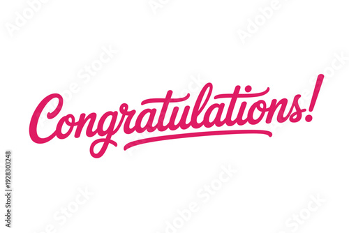 A pink Congratulations message in cursive font on a beige background
