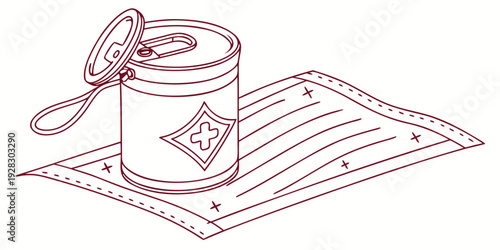 A close-up view of a ribbon tied around a roll of paper on a table. Vector