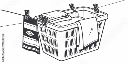 A vintage style basket filled with fresh fruits and vegetables. Vector