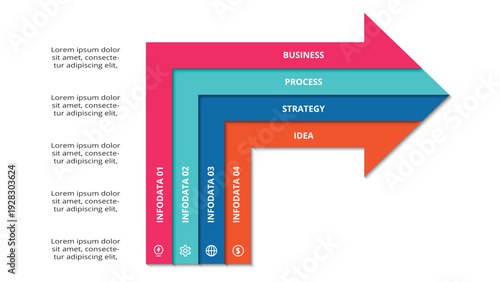 Infographic with 4 steps, options, parts or processes. Business data visualization.