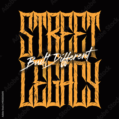 Street Legacy Bold Typography Urban Graphic T-Shirt