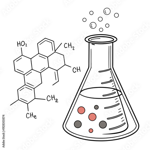 Of chemical additive with molecular structure and flask