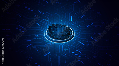 Circuit board of computer neural network or electronic artificial intelligence. Brain circuit technology. modern technology innovation concept background