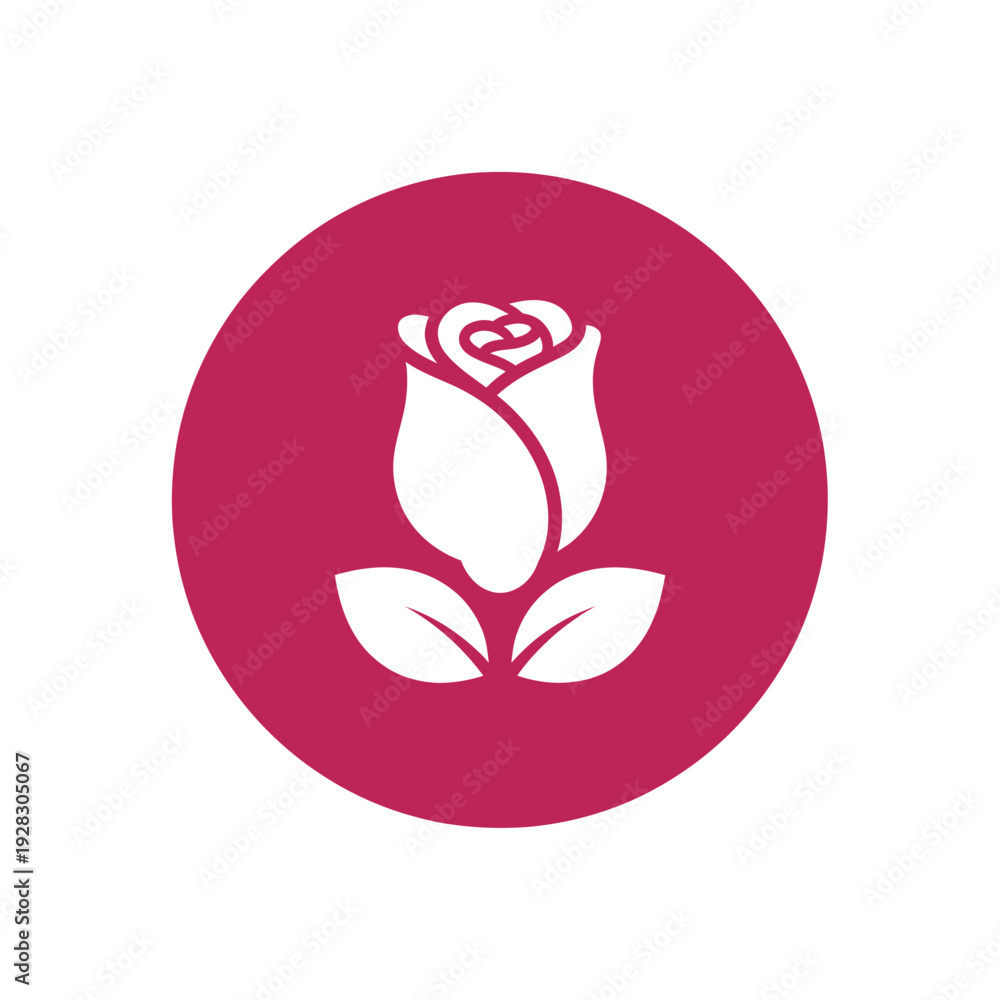 Fototapeta premium Rose Icon in Minimalist Style with Soft Pink Color on Circular Background for Branding