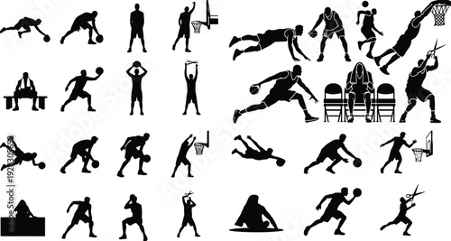 March Madness Silhouette Icon Collection Basketball March Madness Typography Silhouette Set