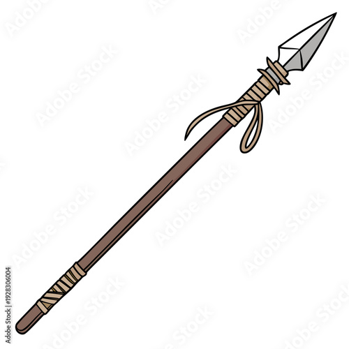 Prehistoric spear with stone tip and wrapped handle 2