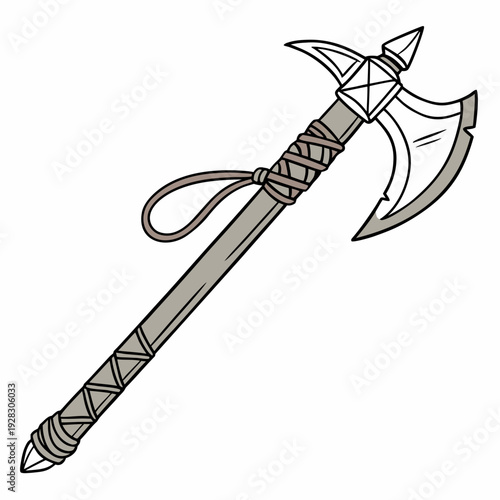 Gray of a primitive battle axe ancient medieval