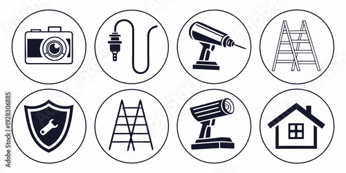 A collection of various symbols and icons representing different concepts and ideas Vector