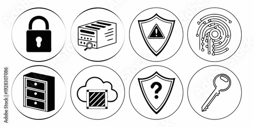 Collection of icons representing various security and privacy concepts Vector