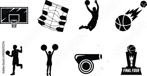 Basketball March Madness Typography Silhouette Set