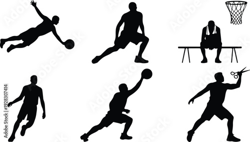 Basketball March Madness Typography Silhouette Set