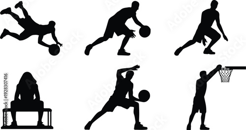 Basketball March Madness Typography Silhouette Set