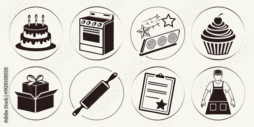 Assorted icons representing various activities and objects Vector