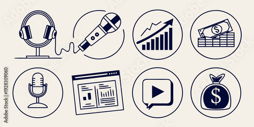 Icons representing various aspects of business and technology Vector