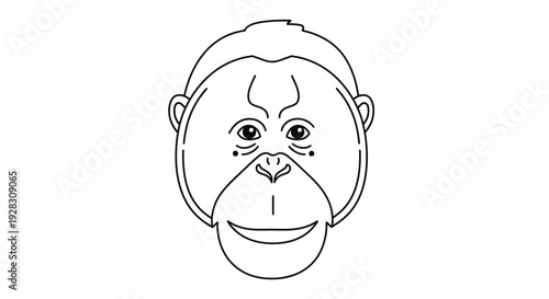 Orangutan face line art illustration.