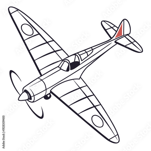 Vintage monoplane aircraft with red tail fin airplane