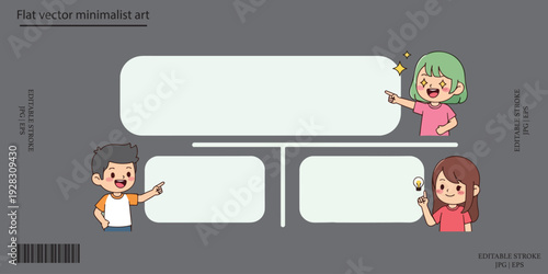 Kids pointing blank frames presentation copy space