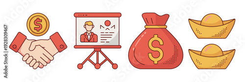 Investment and venture capital icons – Great for startup promotions.