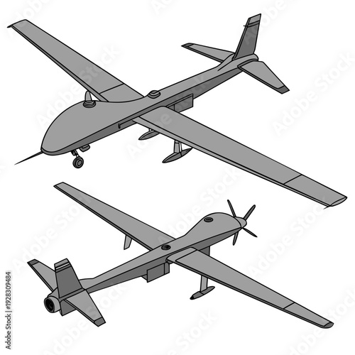 Gray drone aircraft airplane unmanned aerial vehicle