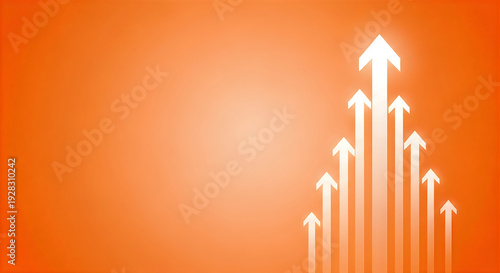 Growing success and progress with upward trending arrows
