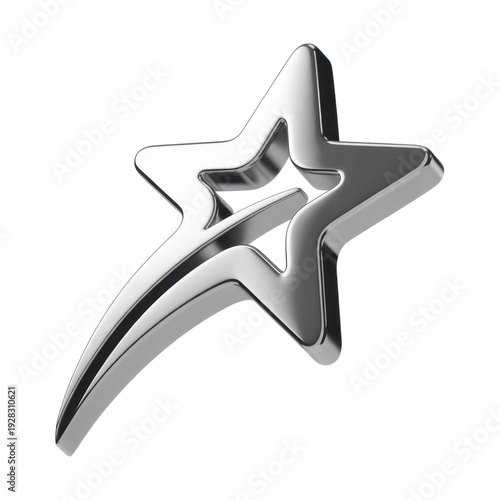 Shiny Silver Star Shape metal isolated on a transparent background
