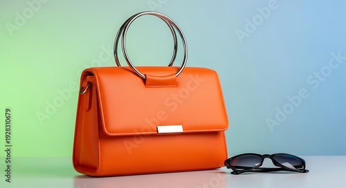 Bright Orange Fashion Handbag with Metal Ring Handle