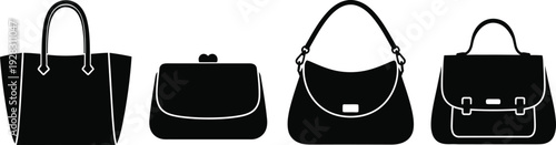 Four different types of handbags silhouette