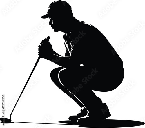 Golfer putting silhouette vector icon 