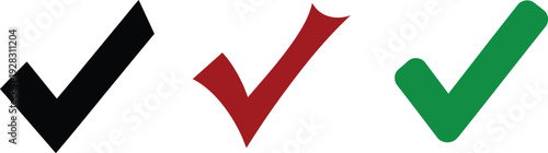 Three colorful check marks or ticks