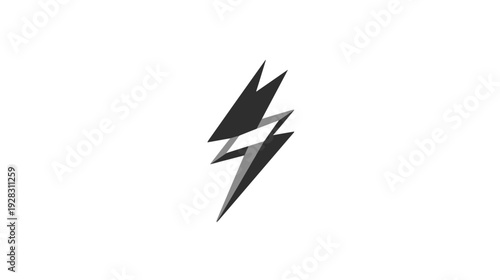 Dynamic stylized lightning bolt icon in black and gray. Modern graphic symbol for power, energy, speed, or electricity. Vector illustration.