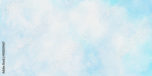Soft Pastel Turquoise and Light Blue Abstract Watercolor Background with Ethereal Misty Clouds, Cyan Brush Strokes, Smooth Gradient Ink Splash, and Dreamy Minimalist Hand Painted Texture.