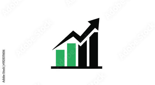 A black and green graph icon with an upward trend arrow