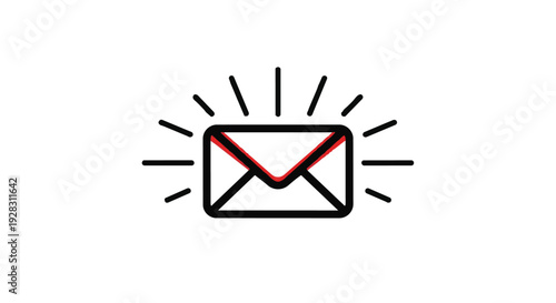 Notification email icon with red alert signal