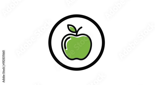 Green apple icon in a black circle