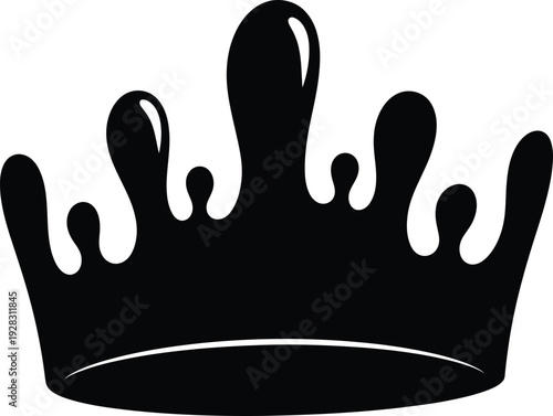 A black crown silhouette on a white background