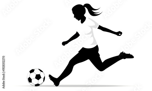  Woman soccer player kicking