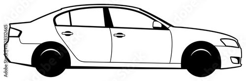 Sleek and generic sedan car illustration depicting a contemporary personal vehicle for urban and suburban travel, representing modern automotive design and everyday transportation needs